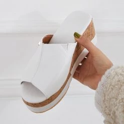 Mollyshoe Comfortable Cork Footbed Slip-on Sandals Platform Wedge Slippers