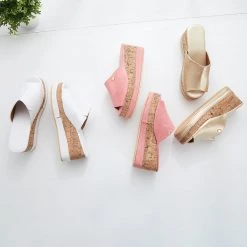 Mollyshoe Comfortable Cork Footbed Slip-on Sandals Platform Wedge Slippers