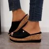 Mollyshoe Comfortable Cork Footbed Slip-on Sandals Platform Wedge Slippers