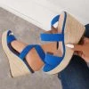 Mollyshoe Criss-Cross Ankle Strap Espadrille Wedge Platform Sandals