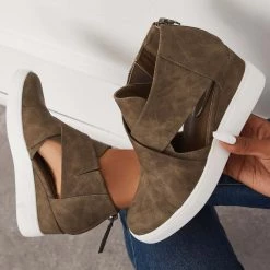 Mollyshoe Casual Wedge Sneakers Platform Crisscross Cut Out Shoes