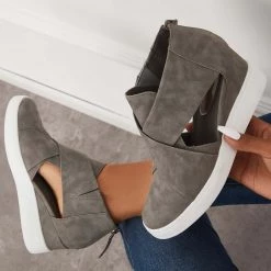 Mollyshoe Casual Wedge Sneakers Platform Crisscross Cut Out Shoes