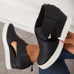 Mollyshoe Casual Wedge Sneakers Platform Crisscross Cut Out Shoes