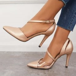 Mollyshoe Pointed Toe Stiletto High Heels Ankle Strap Dress Pumps