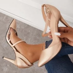 Mollyshoe Pointed Toe Stiletto High Heels Ankle Strap Dress Pumps