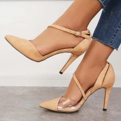 Mollyshoe Pointed Toe Stiletto High Heels Ankle Strap Dress Pumps