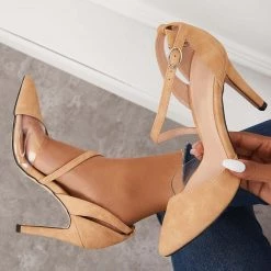 Mollyshoe Pointed Toe Stiletto High Heels Ankle Strap Dress Pumps