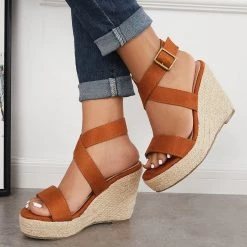 Mollyshoe Criss-Cross Ankle Strap Espadrille Wedge Platform Sandals 18 Mollyshoe Criss-Cross Ankle Strap Espadrille Wedge Platform Sandals