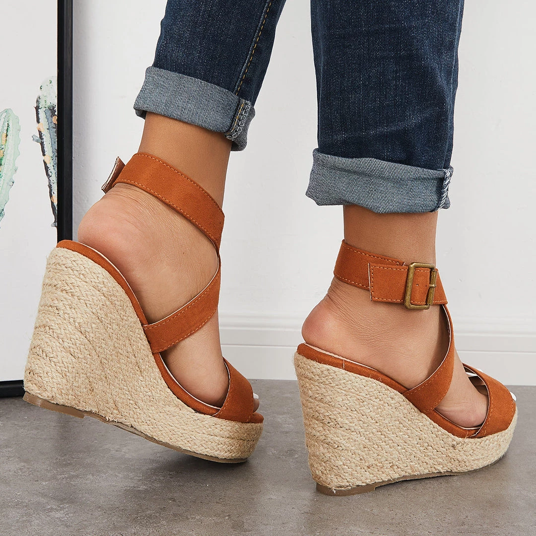 Mollyshoe Criss-Cross Ankle Strap Espadrille Wedge Platform Sandals 11 Mollyshoe Criss-Cross Ankle Strap Espadrille Wedge Platform Sandals
