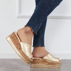 Mollyshoe Comfortable Cork Footbed Slip-on Sandals Platform Wedge Slippers