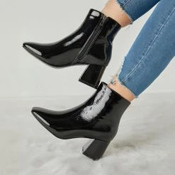 Mollyshoe Women's Winter Warm Patent Leather Shiny Pointed Boots 20 Mollyshoe Women's Winter Warm Patent Leather Shiny Pointed Boots