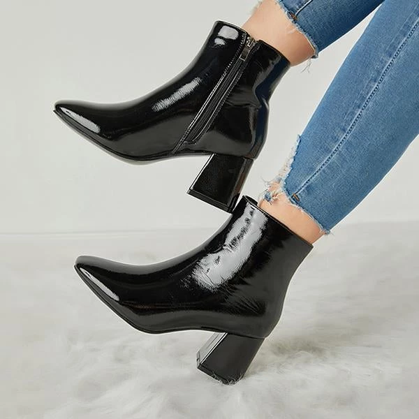 Mollyshoe Women's Winter Warm Patent Leather Shiny Pointed Boots 5 Mollyshoe Women's Winter Warm Patent Leather Shiny Pointed Boots