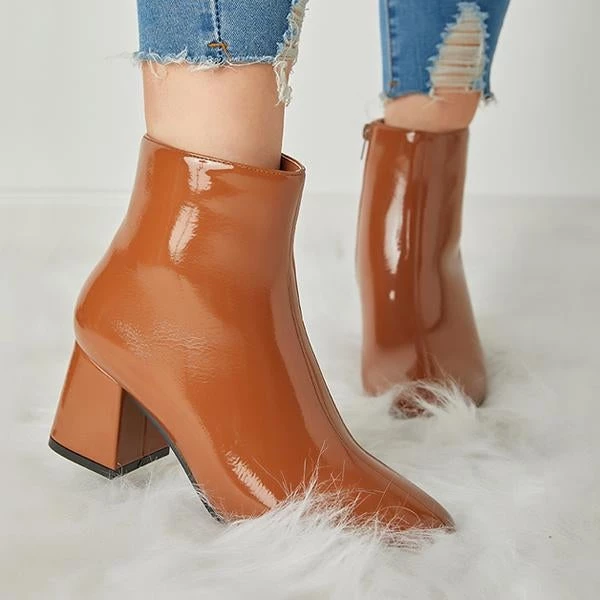 Mollyshoe Women's Winter Warm Patent Leather Shiny Pointed Boots 8 Mollyshoe Women's Winter Warm Patent Leather Shiny Pointed Boots