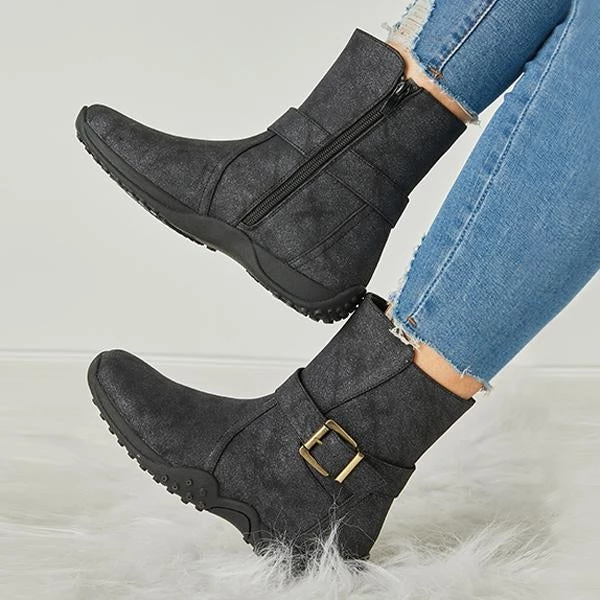 Mollyshoe Women's Winter Warm Zipper Flat Snow Boots 10 Mollyshoe Women's Winter Warm Zipper Flat Snow Boots