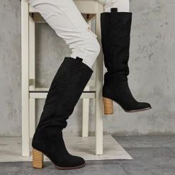 Mollyshoe Distressed Faux Suede Long Boots