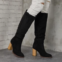 Mollyshoe Distressed Faux Suede Long Boots