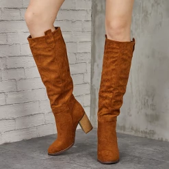 Mollyshoe Distressed Faux Suede Long Boots