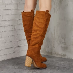 Mollyshoe Distressed Faux Suede Long Boots