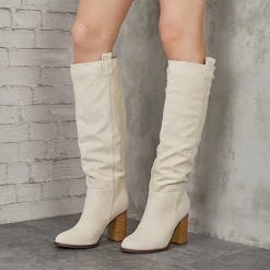 Mollyshoe Distressed Faux Suede Slouch Boots