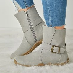 Mollyshoe Women's Winter Warm Zipper Flat Snow Boots 24 Mollyshoe Women's Winter Warm Zipper Flat Snow Boots