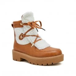 Mollyshoe Women's Faux Shearling Stiching Lace Up Snow Boots 39 Mollyshoe Women's Faux Shearling Stiching Lace Up Snow Boots