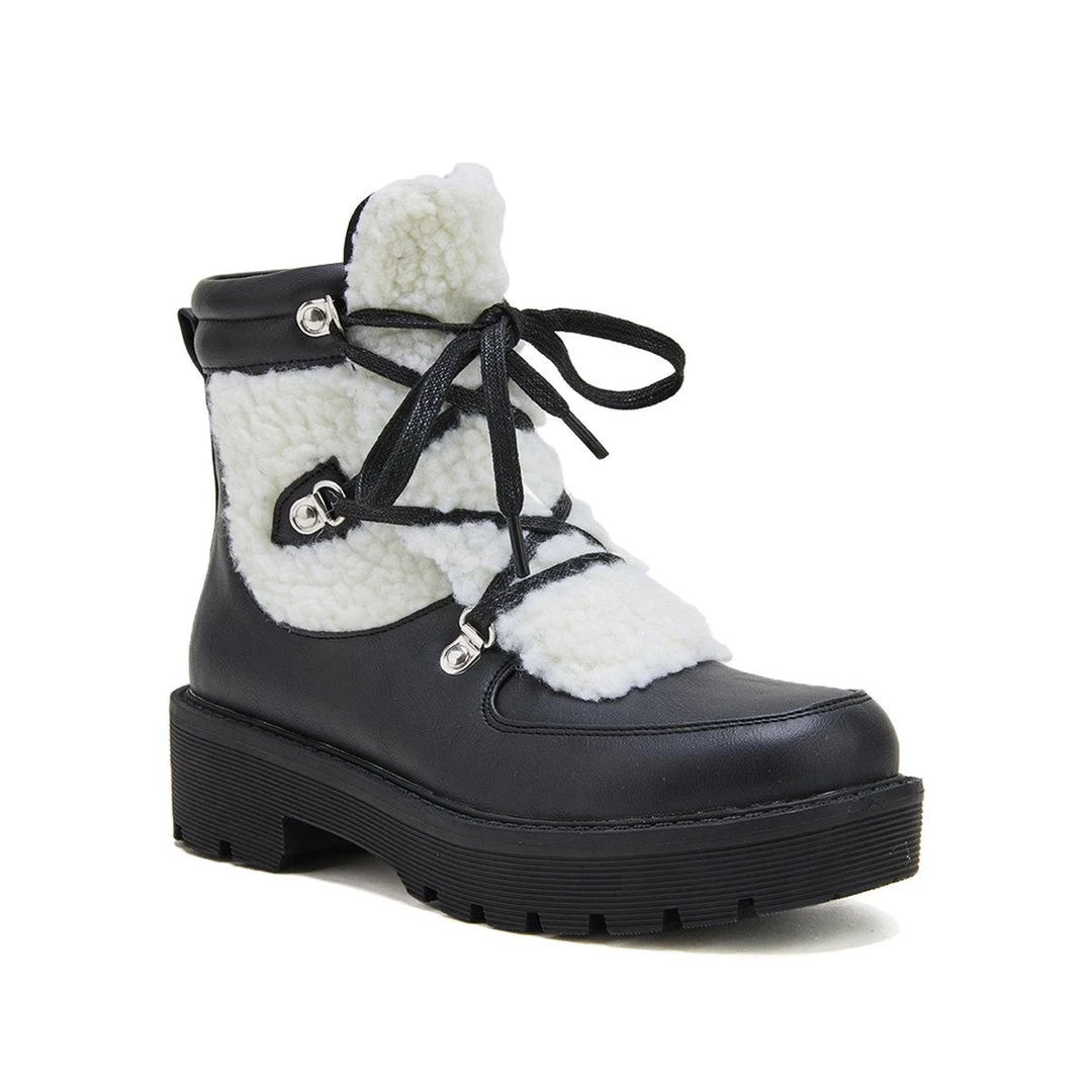 Mollyshoe Women's Faux Shearling Stiching Lace Up Snow Boots 19 Mollyshoe Women's Faux Shearling Stiching Lace Up Snow Boots