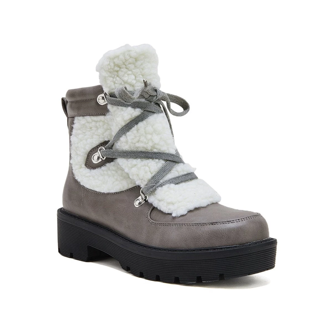 Mollyshoe Women's Faux Shearling Stiching Lace Up Snow Boots 20 Mollyshoe Women's Faux Shearling Stiching Lace Up Snow Boots