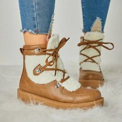 Mollyshoe Women's Faux Shearling Stiching Lace Up Snow Boots 31 Mollyshoe Women's Faux Shearling Stiching Lace Up Snow Boots