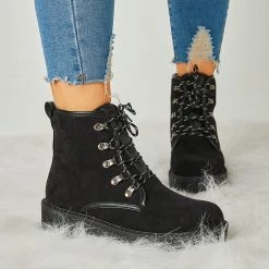 Mollyshoe Women's Simple Faux Suede Lace Up Combat Boots 25 Mollyshoe Women's Simple Faux Suede Lace Up Combat Boots
