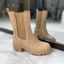 Mollyshoe Women's Fashion Slip On Mid Calf Chelsea Boots