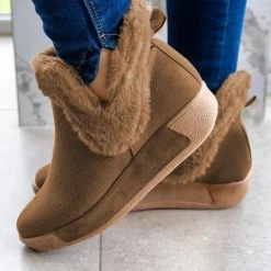 Mollyshoe Soft Faux Suede Fur Ankle Boots