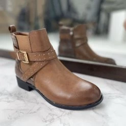 Mollyshoe Women's Western Strappy Leather Ankle Boots