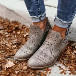 Mollyshoe Laser Cutout Ankle Booties