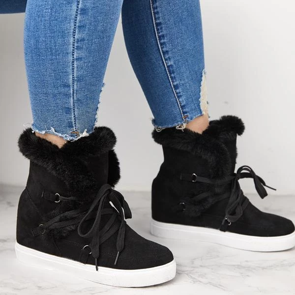 Mollyshoe Women's Winter Warm Wedge Heel Suede Boots 12 Mollyshoe Women's Winter Warm Wedge Heel Suede Boots