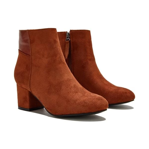 Mollyshoe Women's Chunky Heel Artificial Suede Ankle Booties 4 Mollyshoe Women's Chunky Heel Artificial Suede Ankle Booties