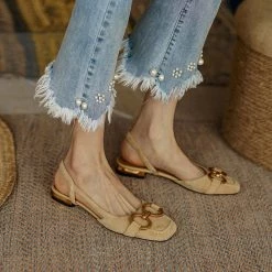 Mollyshoe Suede Solid Metallic Buckle Upper Slingback Flats 10 Mollyshoe Suede Solid Metallic Buckle Upper Slingback Flats