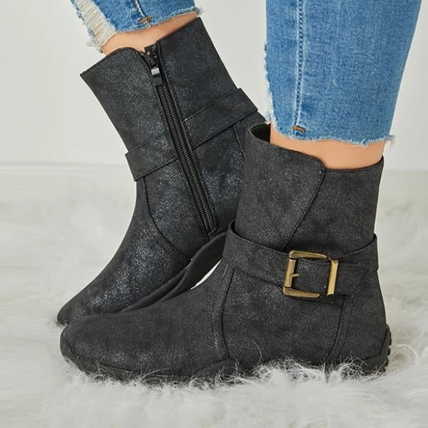 Mollyshoe Women's Winter Warm Zipper Flat Snow Boots 8 Mollyshoe Women's Winter Warm Zipper Flat Snow Boots