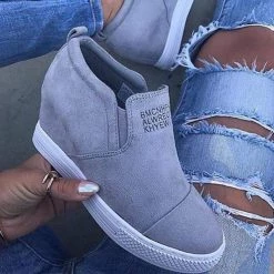 Mollyshoe Letter Slip On Wedge Sneakers