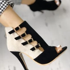 Mollyshoe Hollow Out Buckled High Heels