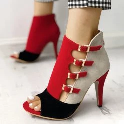 Mollyshoe Hollow Out Buckled High Heels