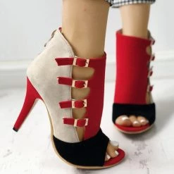Mollyshoe Hollow Out Buckled High Heels
