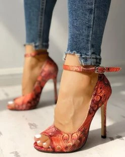 Mollyshoe Ethnic Print Peep Toe Ankle Strap Thin Heeled Sandals 22 Mollyshoe Ethnic Print Peep Toe Ankle Strap Thin Heeled Sandals