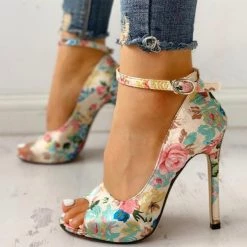 Mollyshoe Ethnic Print Peep Toe Ankle Strap Thin Heeled Sandals 25 Mollyshoe Ethnic Print Peep Toe Ankle Strap Thin Heeled Sandals