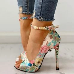 Mollyshoe Ethnic Print Peep Toe Ankle Strap Thin Heeled Sandals 26 Mollyshoe Ethnic Print Peep Toe Ankle Strap Thin Heeled Sandals