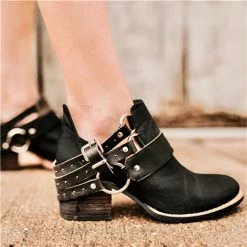 Mollyshoe Cyberpunk-Style Buckle Ankle Boots