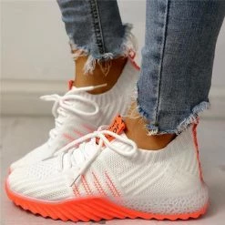 Mollyshoe Colorblock Knitted Breathable Lace-Up Sneakers