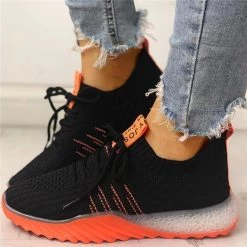 Mollyshoe Colorblock Knitted Breathable Lace-Up Sneakers