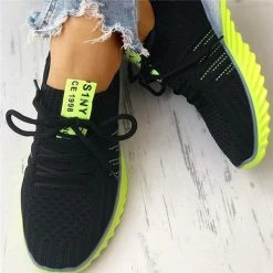 Mollyshoe Colorblock Knitted Breathable Lace-Up Sneakers
