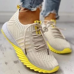 Mollyshoe Colorblock Knitted Breathable Lace-Up Sneakers