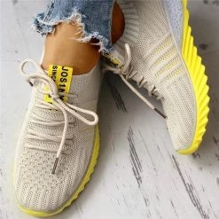 Mollyshoe Colorblock Knitted Breathable Lace-Up Sneakers